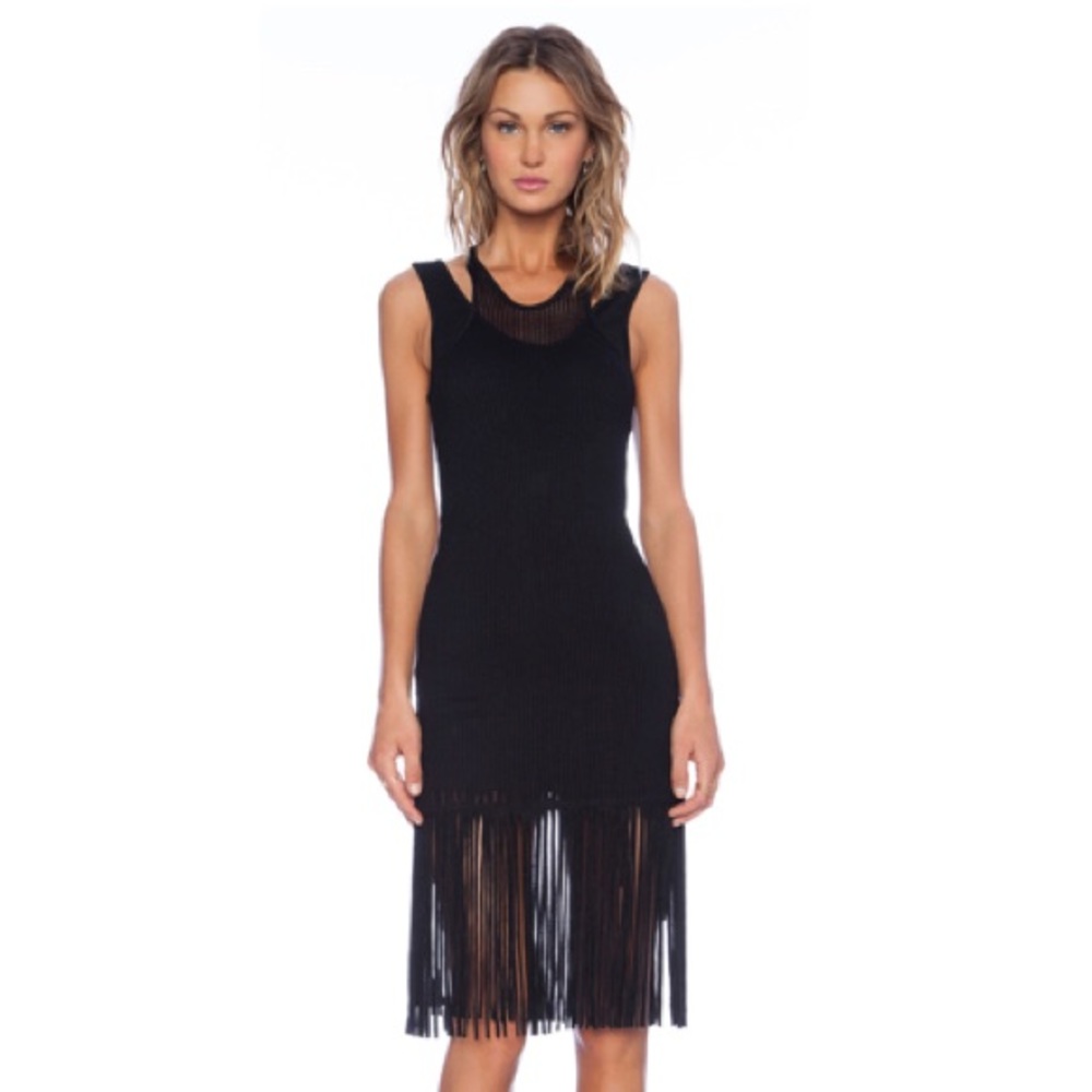 Riller & Fount Pippo Mesh Fringe Dress